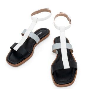 Della terra Sandals Womens Size 8 Multicolor Ankle Strap Darya Vegan Flat